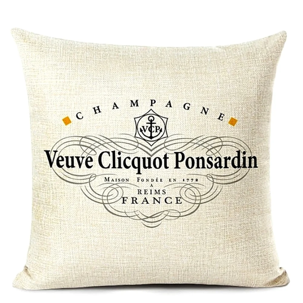 New Home Deco Linen Blend Veuve Cliequot Ponsardin Champagne Brand Pillowcase - Picture 6 of 6
